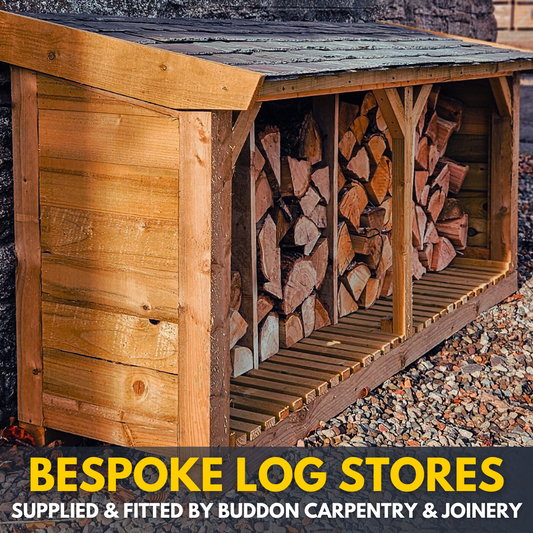 Bespoke log store for wood storage, delivery and assembly in Angus, Dundee, and North Fife.