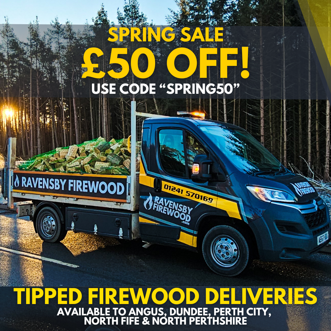 Loose tipped trailer load of kiln-dried firewood logs delivered in Angus, Scotland