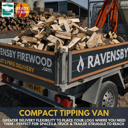 Trailer load of firewood filled with locally felled Angus logs 