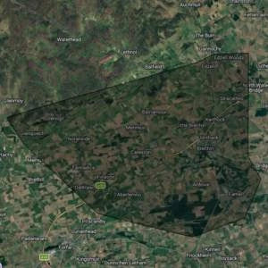 Map depicting Ravensby Firewood delivery area covering Brechin, Edzell and surrounding villages
