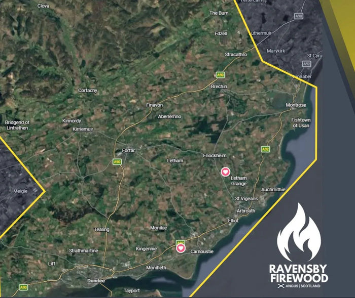 Free firewood delivery throughout Dundee, Angus and surrounding DD postcode areas including Dundee, Arbroath, Forfar & Montrose